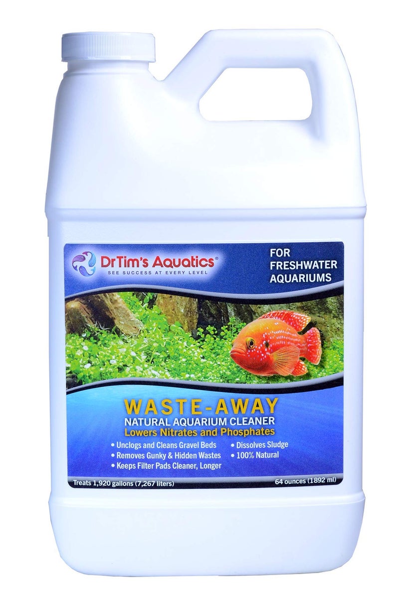 DrTim's Aquatics Freshwater Waste-Away Sludge Busting Solution â€“ for Freshwater Aquaria, Fish Tanks, Aquariums â€“ Unclogs, Cleans Gravel Beds, Removes Hidden Wastes â€“ 100% Natural â€“ 64 oz. - Image 1